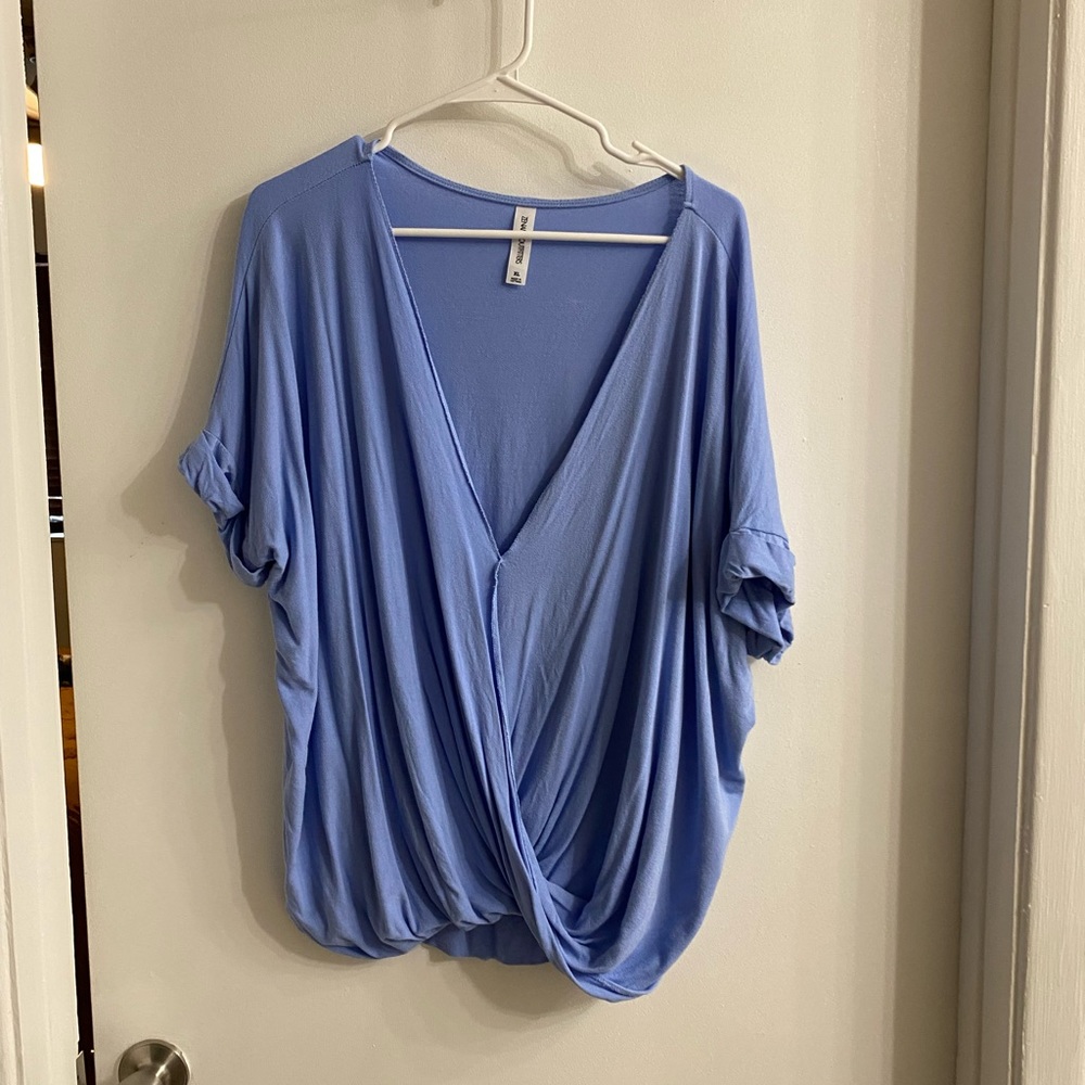 Zenana blue faux wrap top size XL